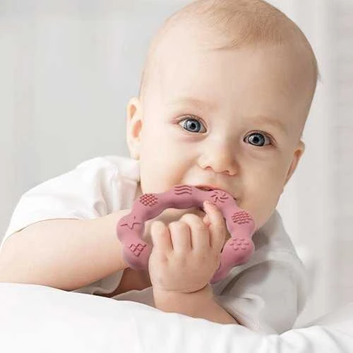 Baby Ono BabyOno kramtukas silikoninis žiedas rožinis 825/02