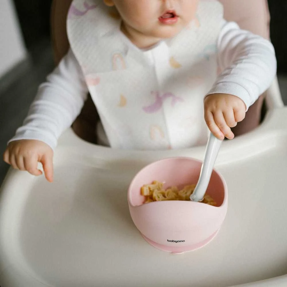 Baby Ono Babyono lėkštutė silikoninė neslystanti rožine 1481/02
