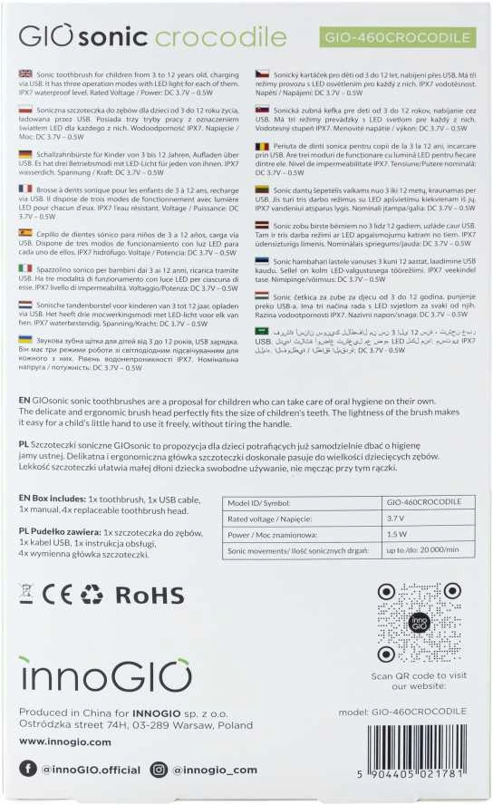 InnoGiO GIO-460 pakuotės techninė specifikacija
