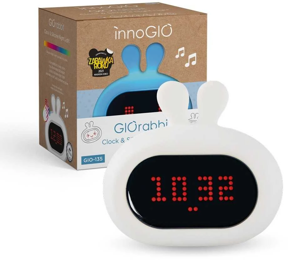 INNOGIO silikoninė naktinė lemputė su skaitmeniniu žadintuvu GIORABBIT, GIO-135