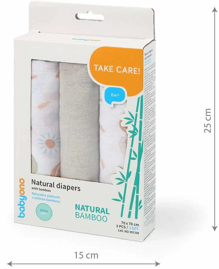 Baby Ono BabyOno vystyklai bambukiniai 3 vnt, pilki 397/09