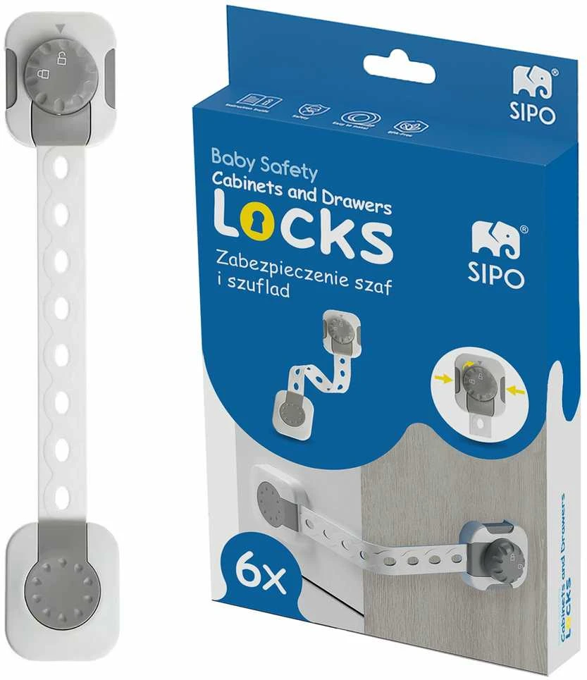 SIPO apsauga smart lock stalčiams durelėms 6 vnt SBS-214