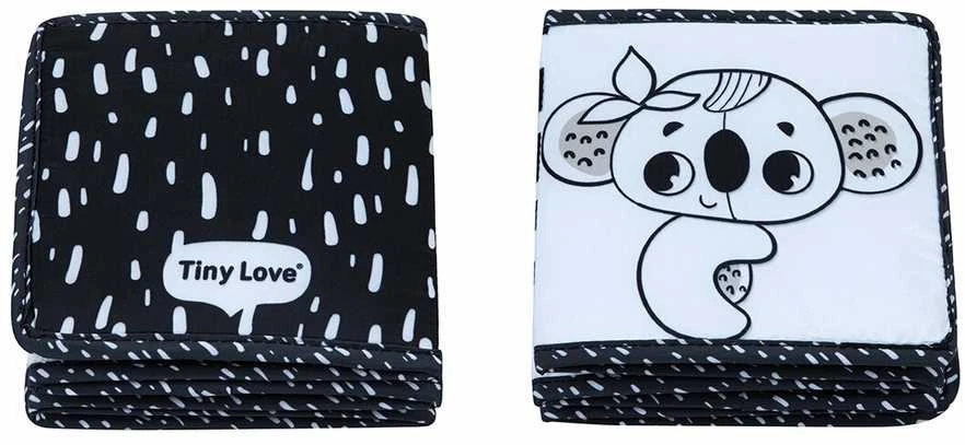 Tiny Love lavinamoji dvipusė knygelė juoda balta