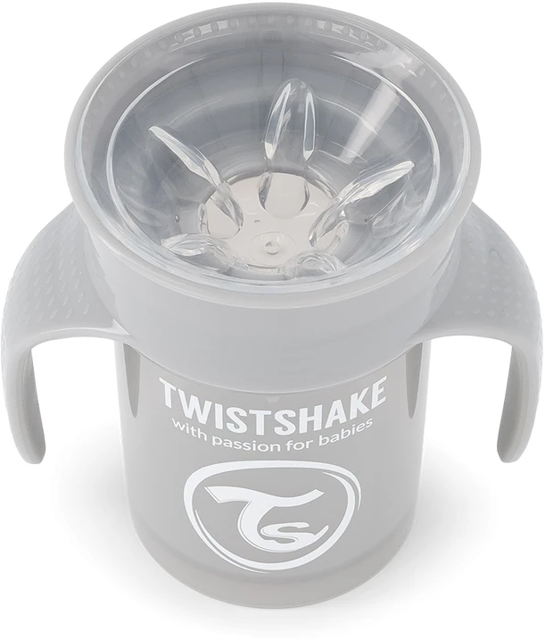 Twistshake 360 gertuvė su rankenėlėmis, pilka