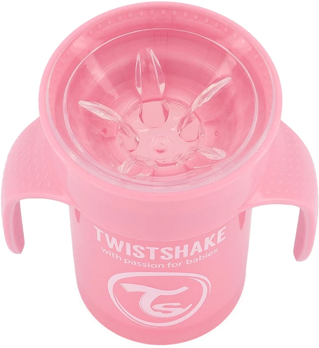 Rožinė Twistshake 360 gertuvė su rankenėlėmis