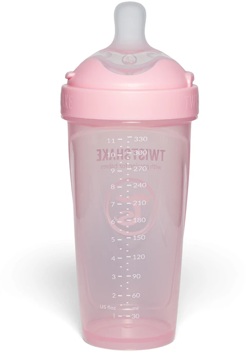 Twistshake 330ml rožinis buteliukas su gradavimo skale
