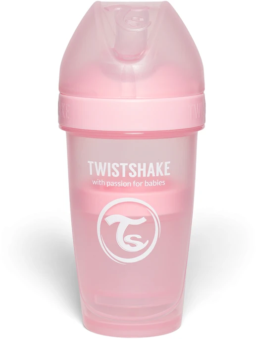 Twistshake rožinis 260 ml buteliukas su dangteliu