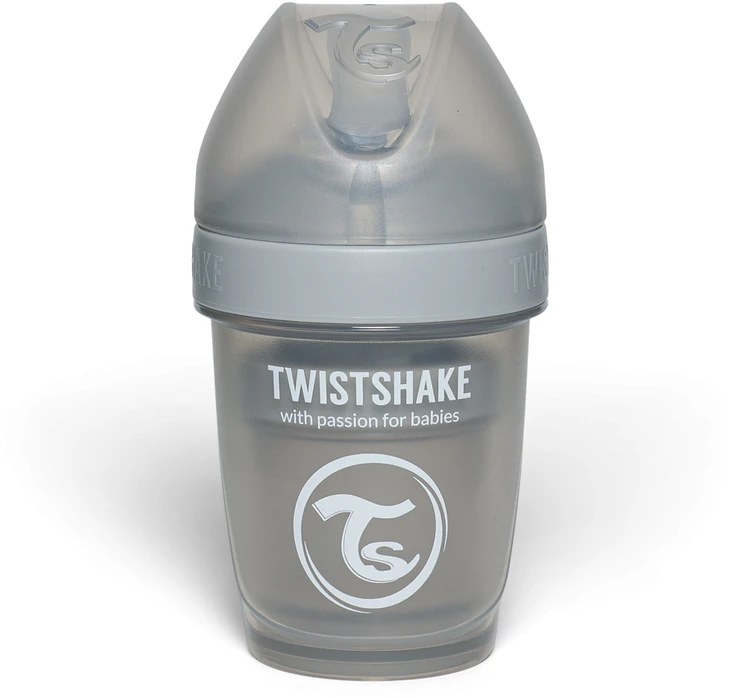 Twistshake pilkas antikolikinis buteliukas uždarytas