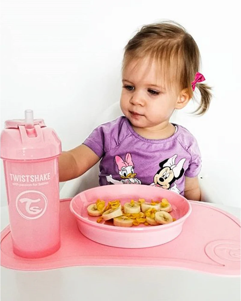 Twistshake gertuvė su šiaudeliu nuo 6mėn., 360 ml, rausva 78588