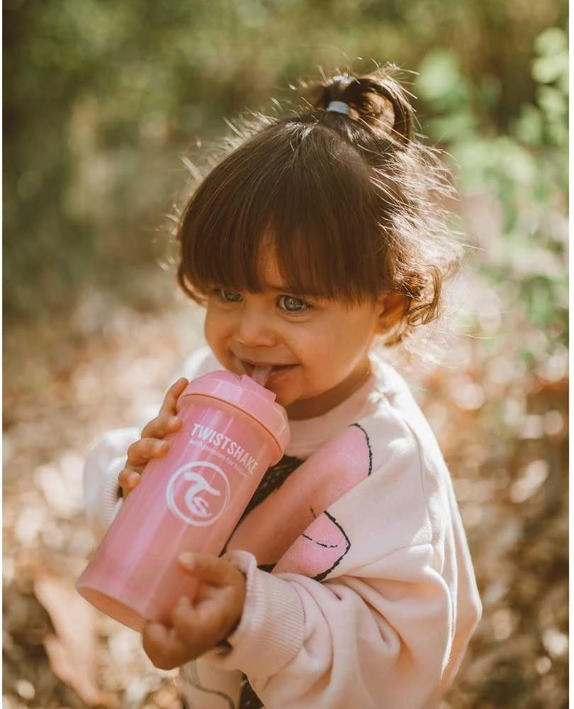 Twistshake gertuvė su šiaudeliu nuo 6mėn., 360 ml, rausva 78588