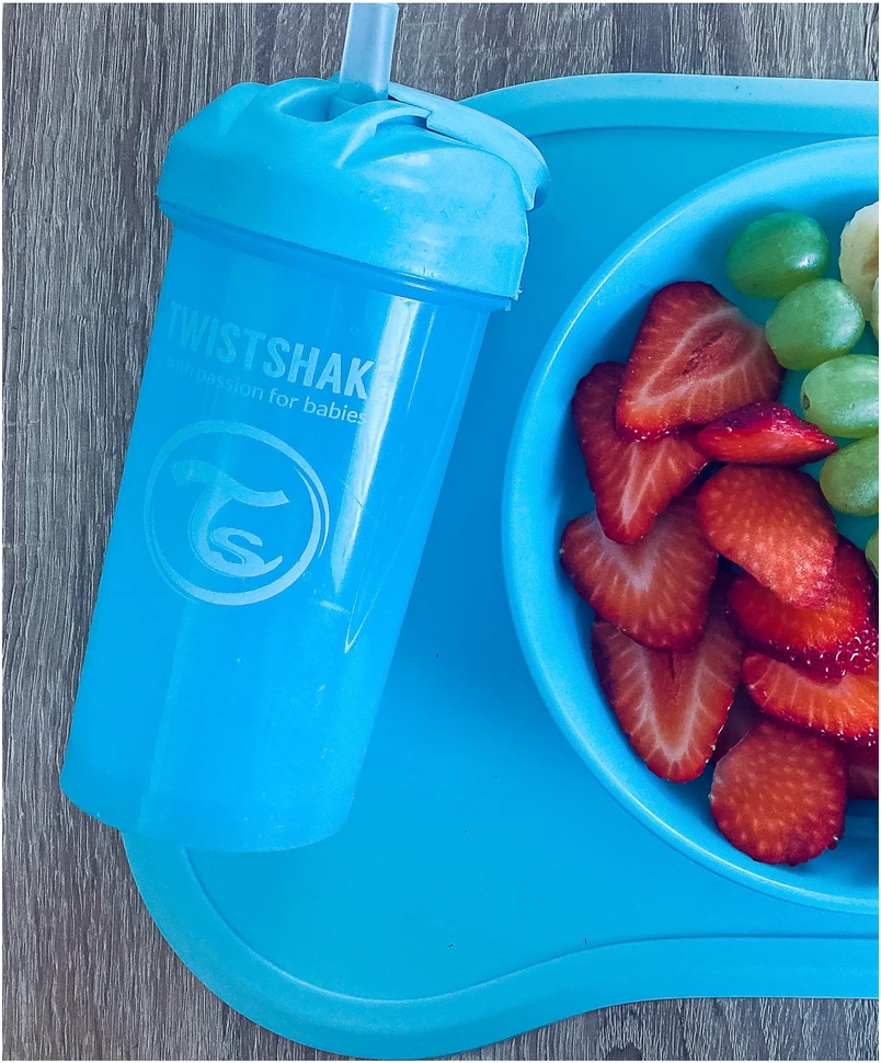 Twistshake gertuvė su šiaudeliu nuo 6mėn., 360 ml, mėlyna 78589