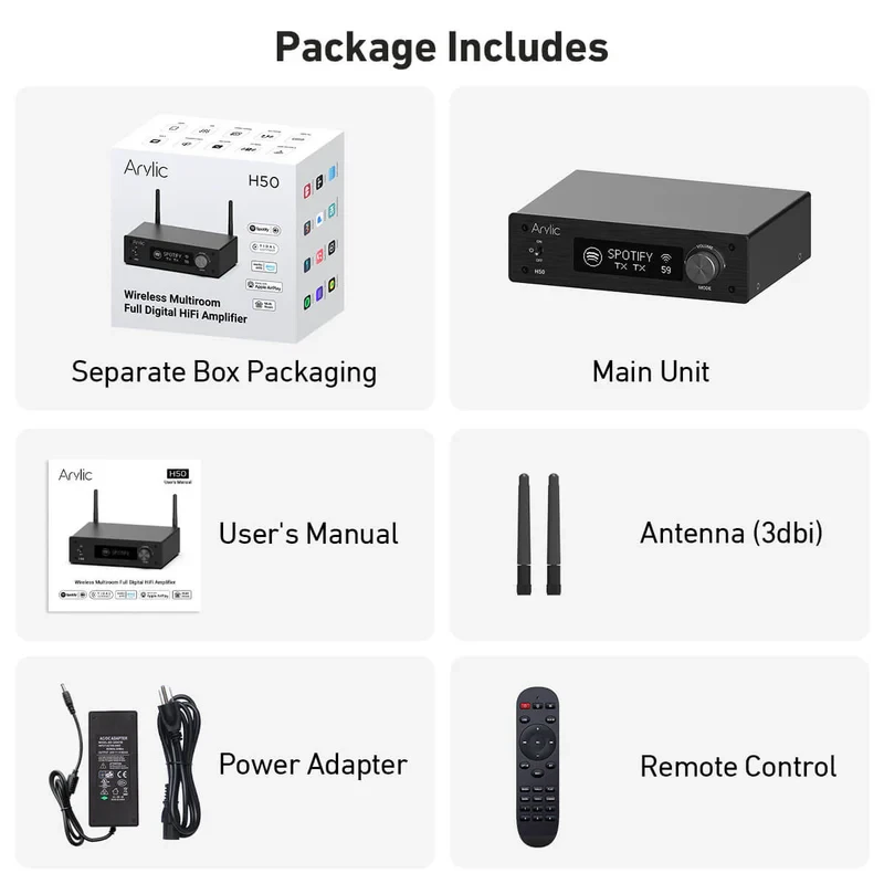 Arylic H50 Belaidis stereo stiprintuvas