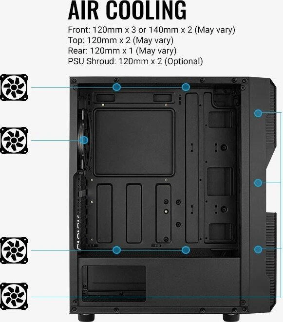 Aerocool Menace Saturn FRGB „Midi Tower“ Juoda