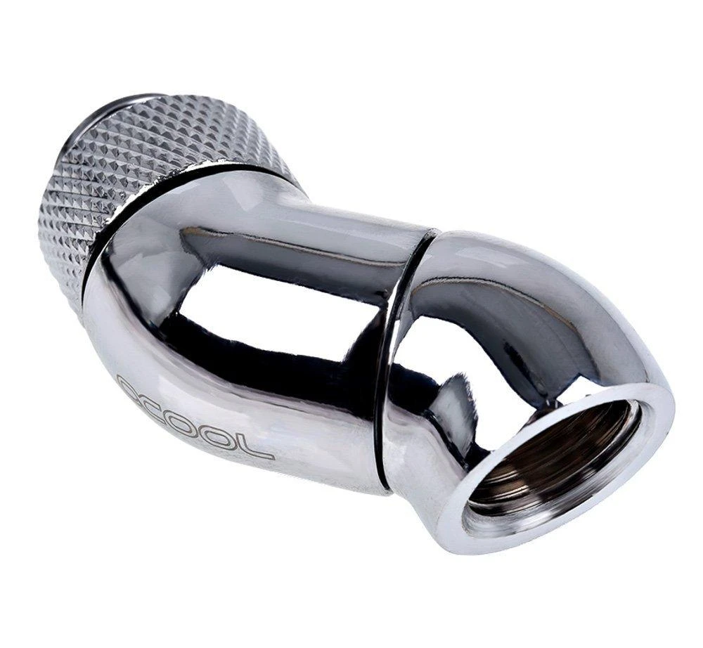 Alphacool Eiszapfen Winkeladapter 45 Grad doppel drehbar G1/4 AG auf G1/4 IG – chrome
