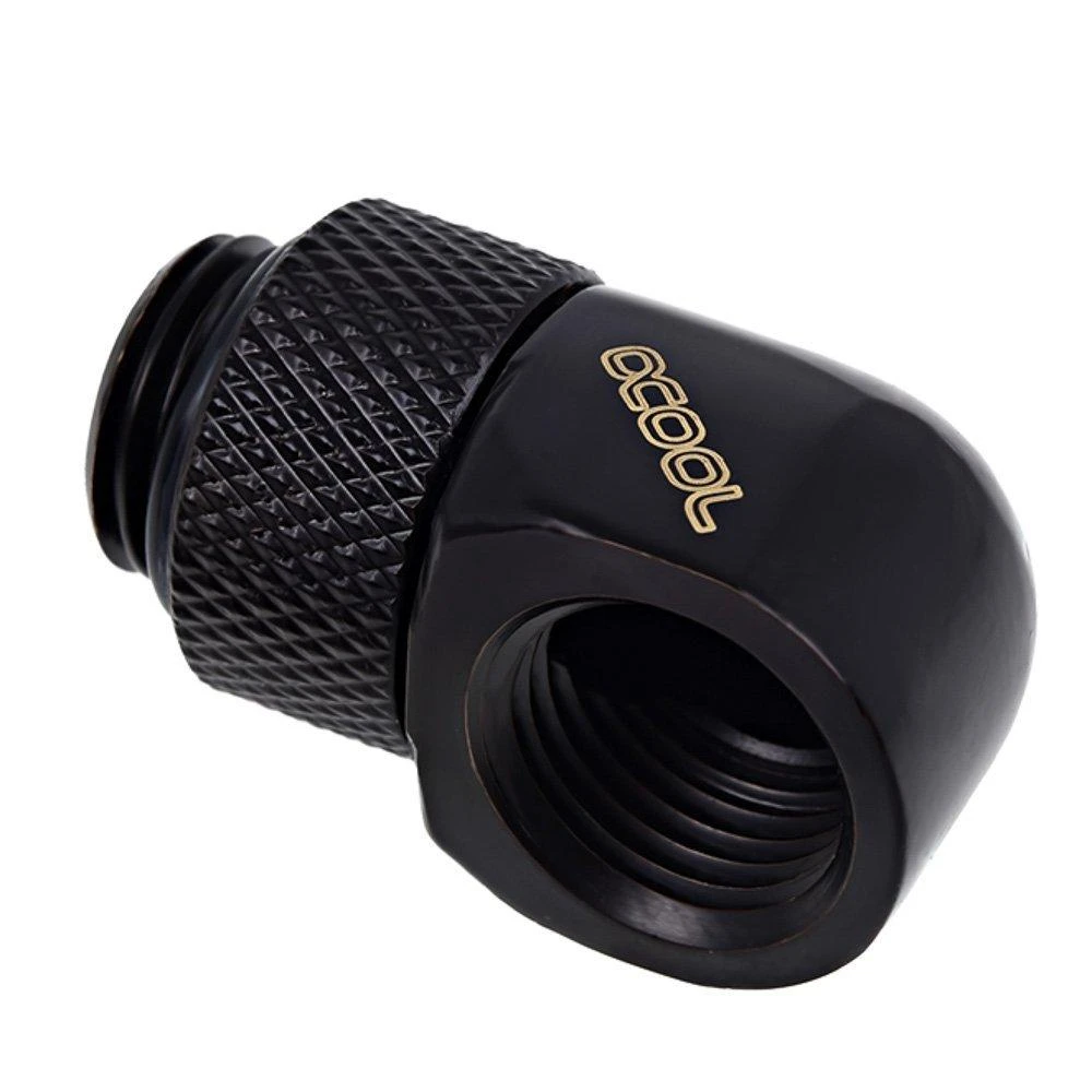 Alphacool Eiszapfen Adapteris 90 laipsnių G1/4 colio kištukas į G1/4 colio kištuką, pasukamas, juodas