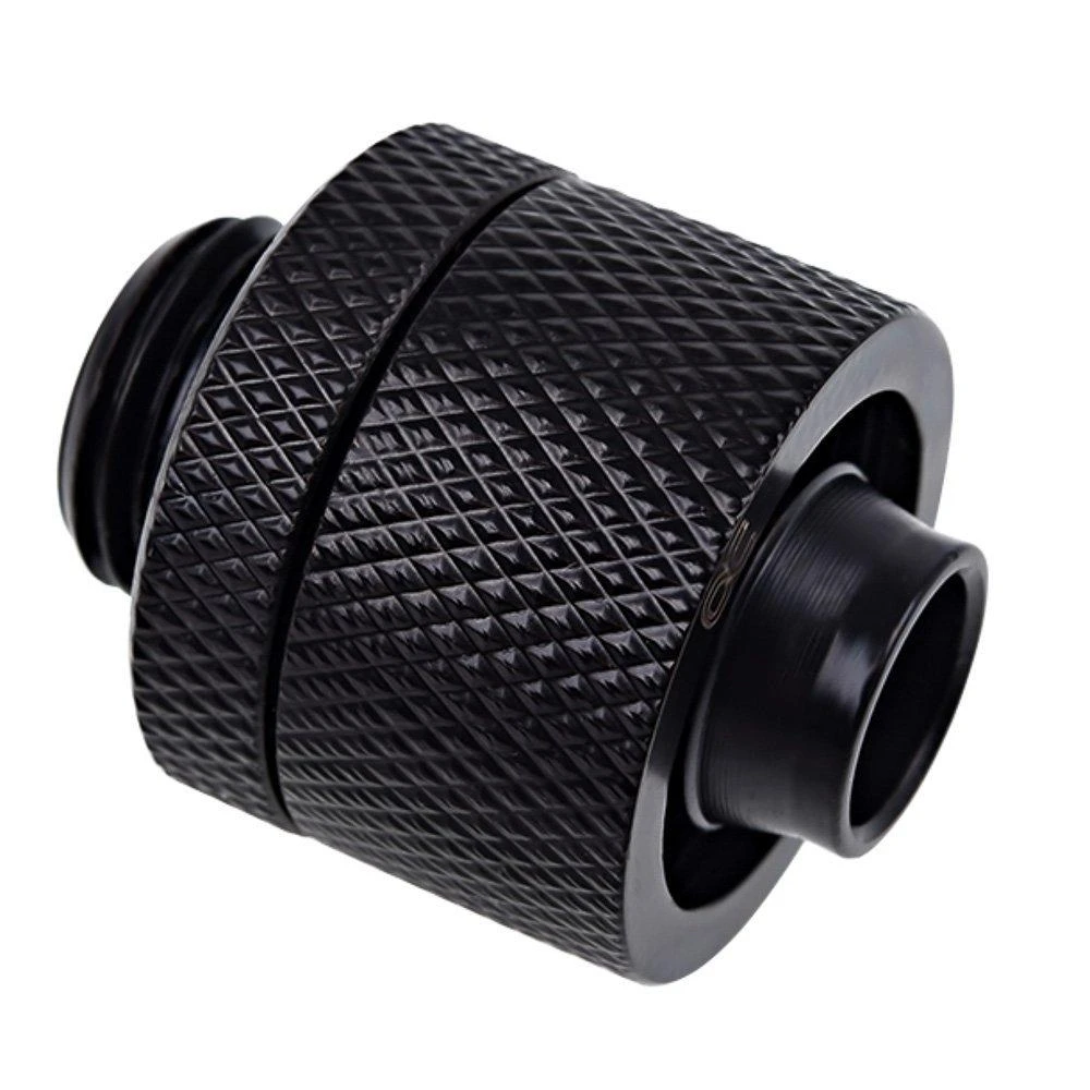 „Alphacool Eiszapfen“ jungtis, tiesi, G1/4 colio, vidinis sriegis, 16/10 mm, juoda