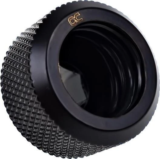 „Alphacool“ jungtis su tiesiu G1/4 colio vidiniu sriegiu ir 16 mm išoriniu skersmeniu, kieta vamzdžio jungtis – juodas