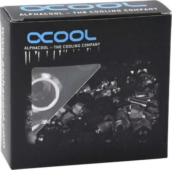 „Alphacool Eiszapfen Pro“ jungtis, 13 mm kietas vamzdelis, G1/4, 6 vnt. pakuotėje, chromuotas