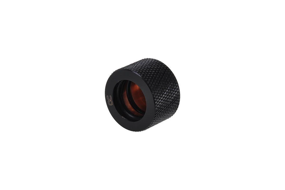 „Alphacool HT“ jungtis, tiesi, G1/4 colio vidiniu sriegiu, 16 mm išorinio skersmens kietam vamzdžiui, rievėta, juoda