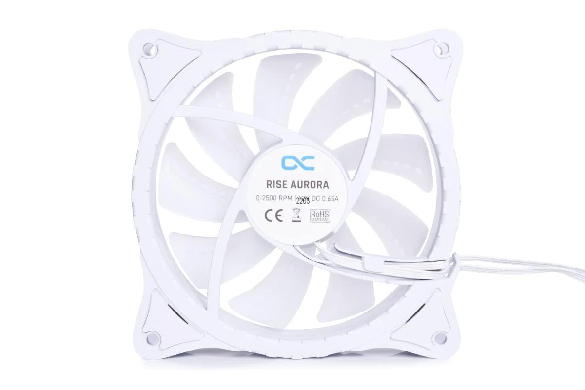 Alphacool Rise Aurora PWM-korpuso ventiliatorius – 120mm, baltos spalvos