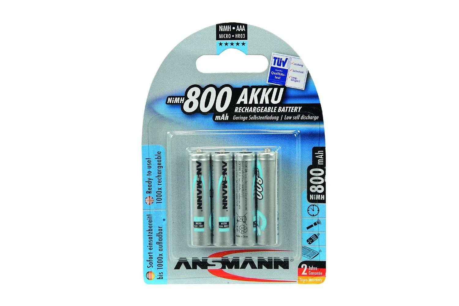 Ansmann 800 mAh AAA akumuliatoriai pakuotėje