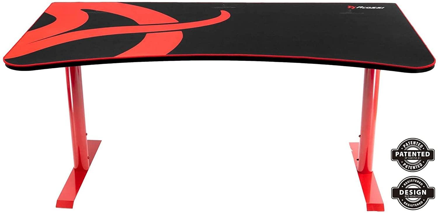 Žaidimų stalas Arozzi Arena Gaming Desk, Reguliuojamo aukščio 710-810mm, Raudonas