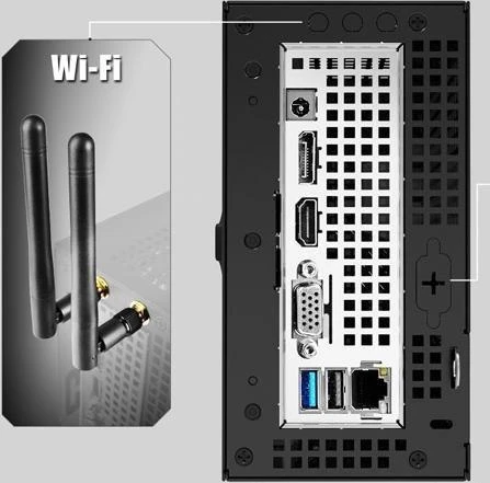ASRock DeskMini Wi-Fi komplekto antenos ir jungčių skydelis