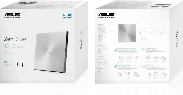 Išorinis DVD įrašymo įrenginys Asus ZenDrive U9M USB/USB-C, Juodas