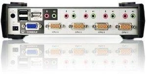 ATEN CS1734B-A7-G ATEN CS1734B 4 prievadų USB 2.0 KVMP jungiklis OSD, 4x USB kabeliai, 2 prievadų šakotuvas, garsas