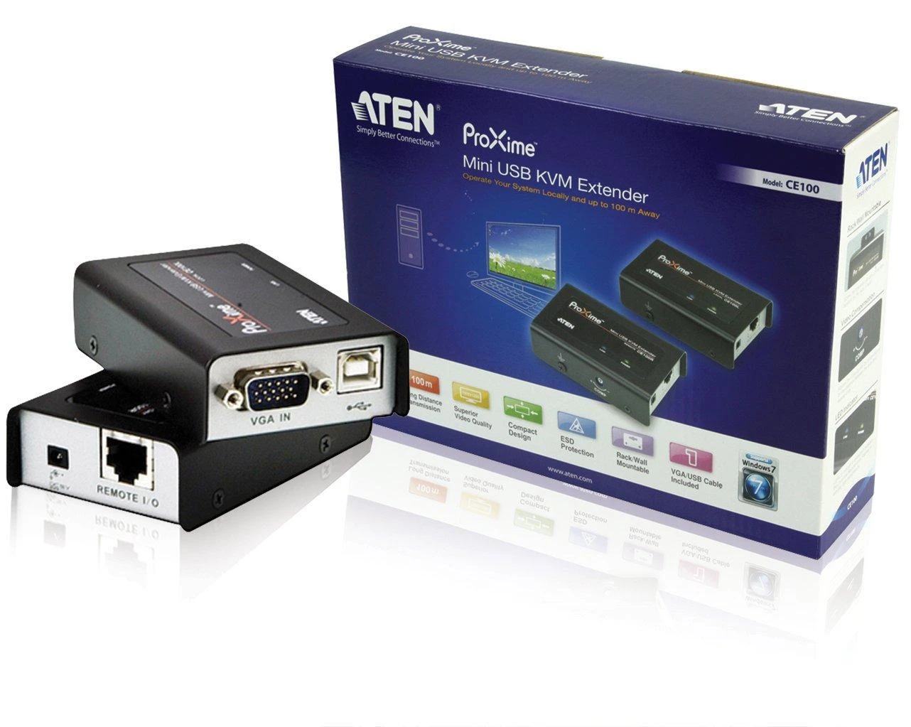 Aten USB VGA Cat 5 Mini KVM Extender (1280 x 1024@100m) | Aten | Extender | USB VGA Cat 5 Mini KVM Extender