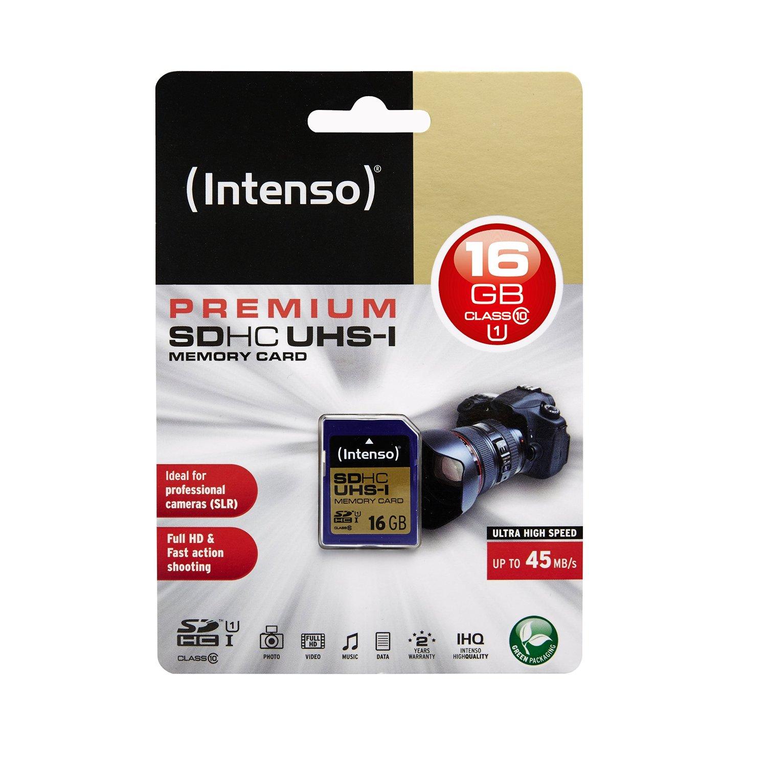Atminties kortelė Intenso SDHC kortelė 16 GB 10 klasės UHS-I Premium