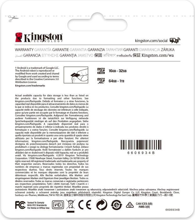 Atminties kortelė Kingston Canvas Select Plus MicroSDXC, 256GB, su SD adapteriu