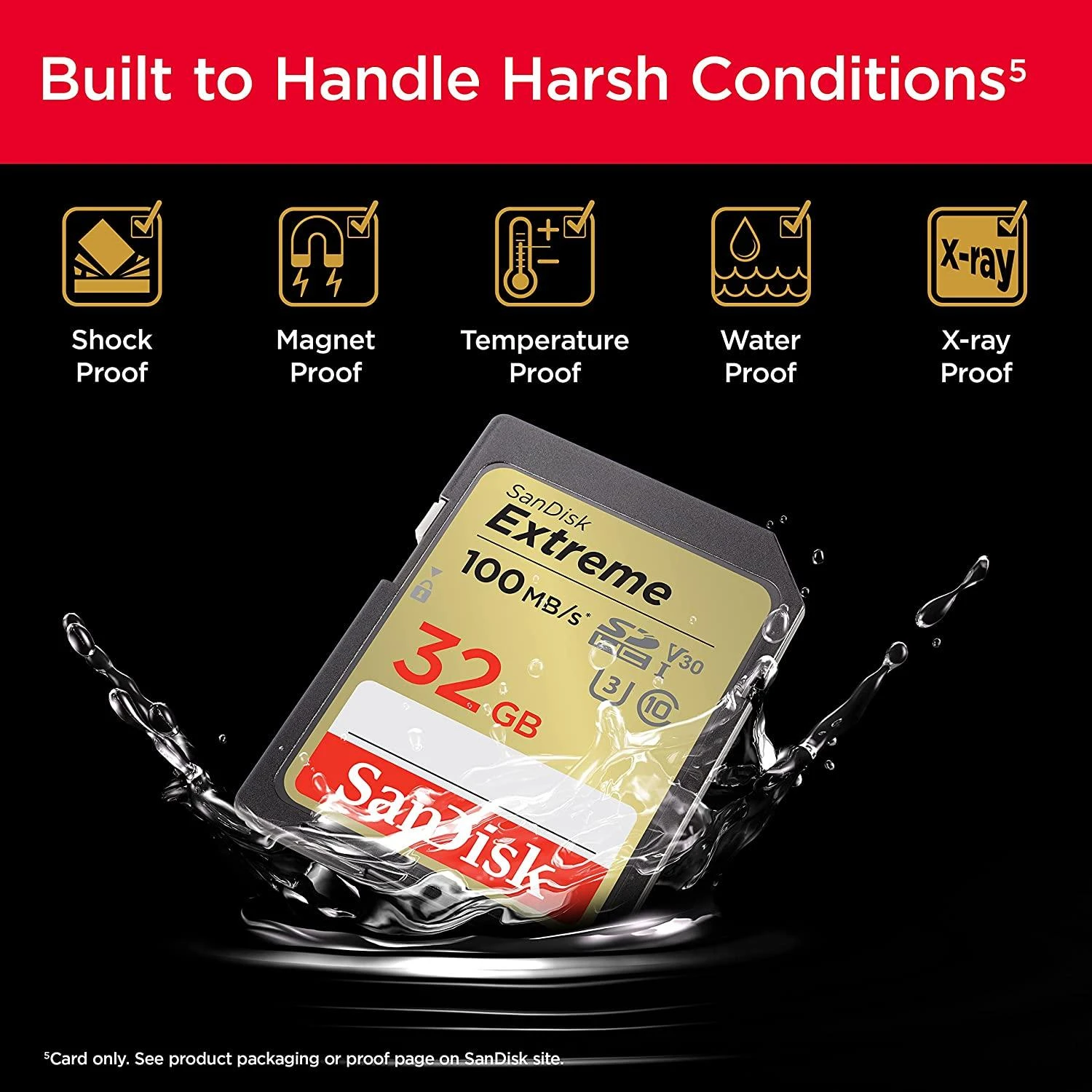 SANDISK Extreme 32GB atminties kortelė iki 100MB/s, UHS-I, 10 klasė, U3, V30