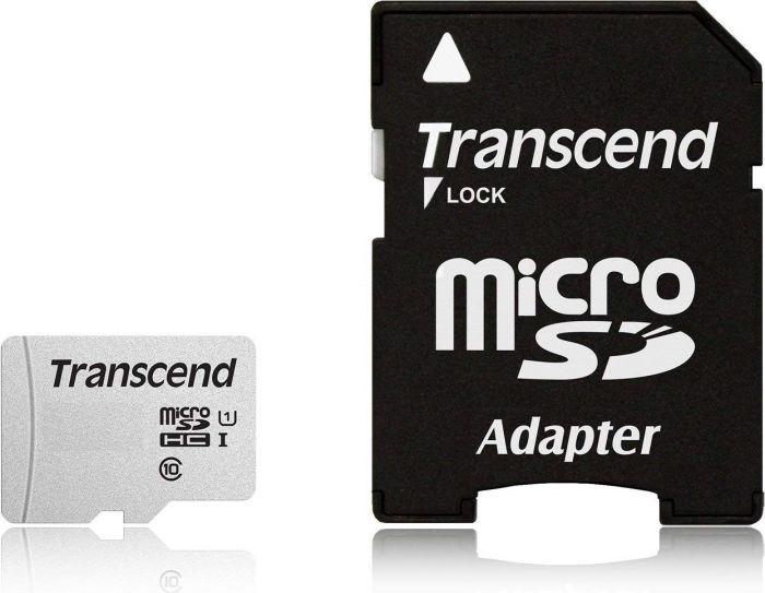 Atminties kortelė su adapteriu Transcend microSDHC USD300S 32GB CL10 UHS-I iki 95MB/S