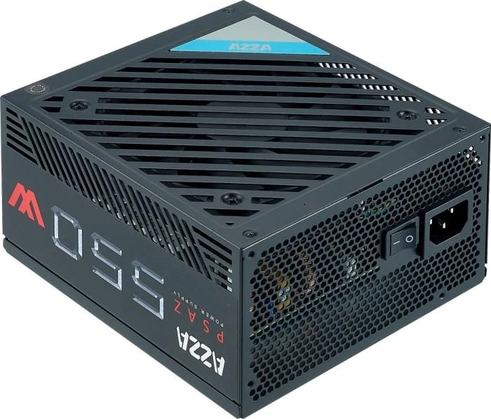 AZZA PSU 550W ATX 80+ bronzos sertifikatas, tylus 120 mm ventiliatorius, 1 x 20+4 kontaktų, 1 x 4+4 kontaktų 12V, 1 x 4 kontaktų diskelis, 2 x 4 kontaktų Molex, 5 x Sata, 2 x 6+2 kontaktų PCI-5, WPS