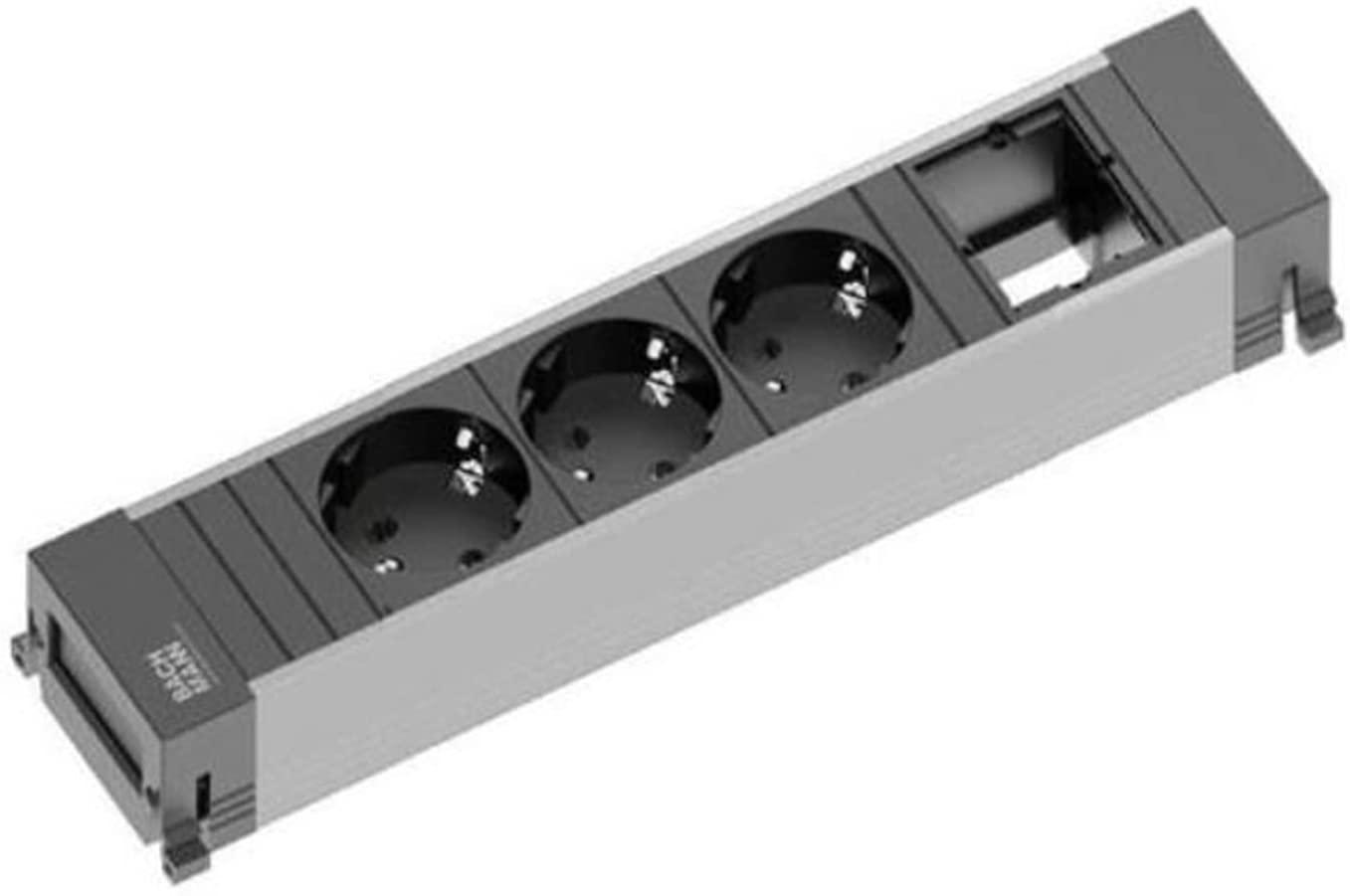 Bachmann Bachmann POWER FRAME 916.006, 3x apsauginio kontakto lizdas, 1x pasirinktinis modulis (juodas/pilkas, vidutinio dydžio)