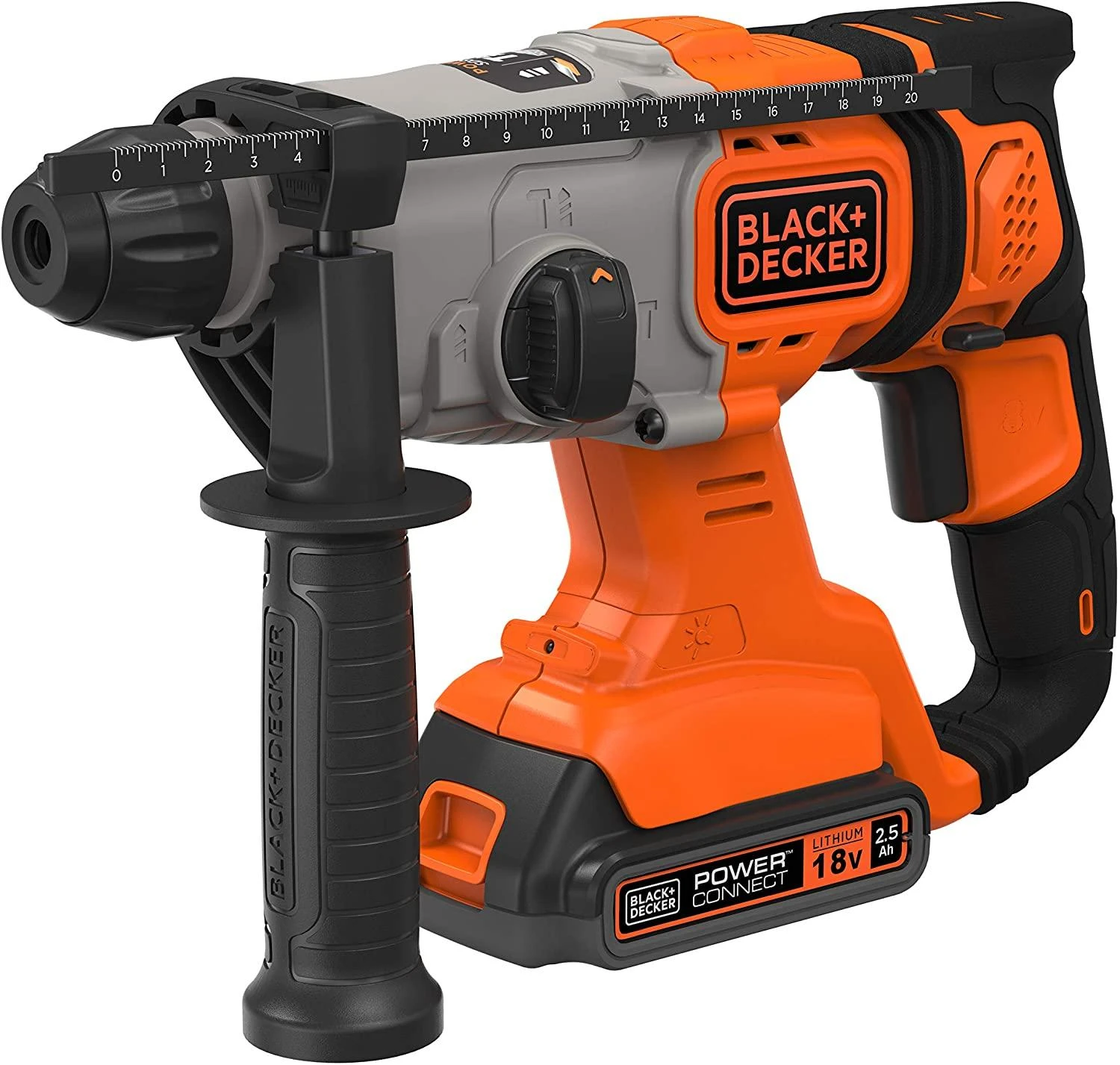 Akumuliatorinis perforatorius SDS+, 18V, 2x2,5Ah, Black & Decker [BCD900E2K-QW]