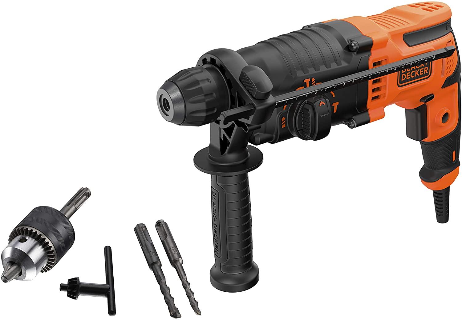 Black & Decker Perforatorius SDS+ smūginis gręžtuvas, 650 W, 1,4 J smūginis, 3 veikimo režimai, nešiojimo dėklas