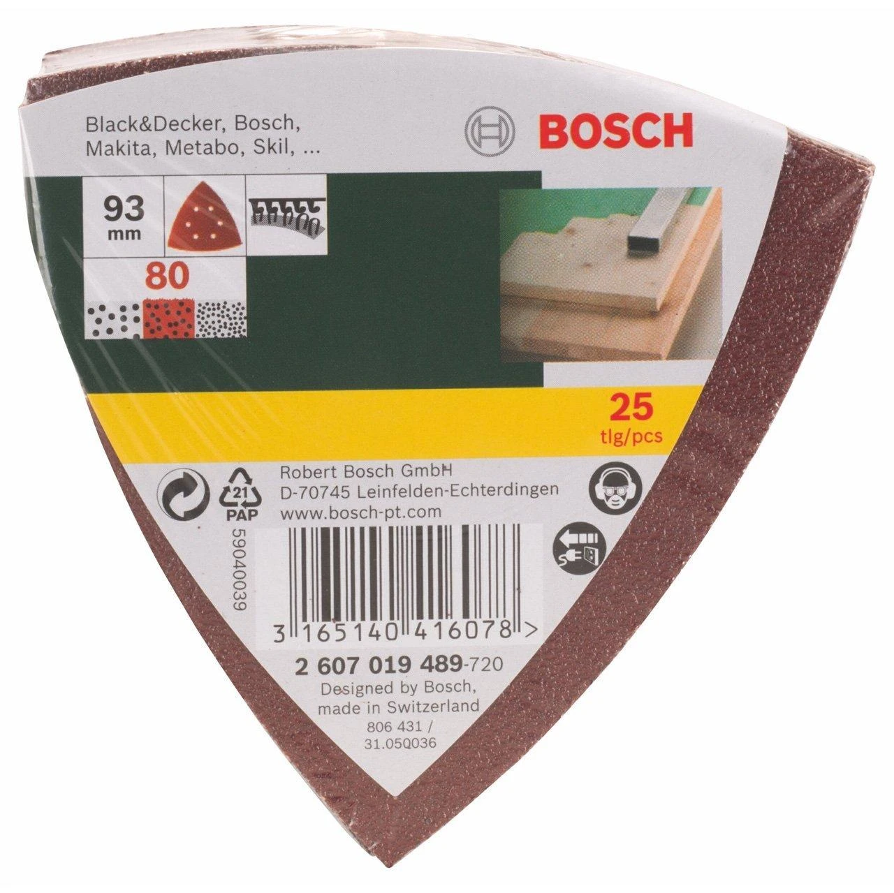 Bosch Delta šlif.pop.lapelių rinkinys, K80, 25 vnt.