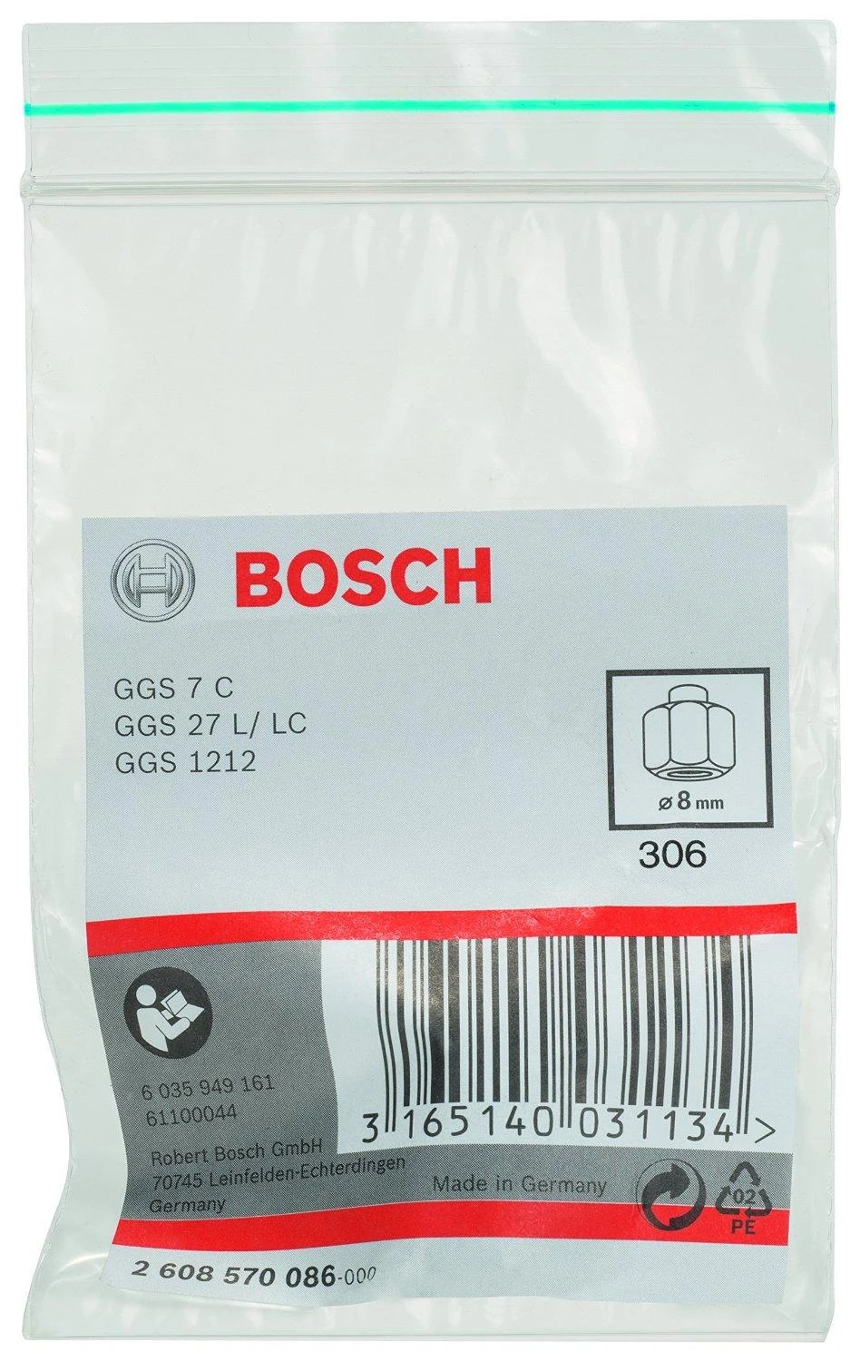 Bosch Įvorė su veržle,8 mm
