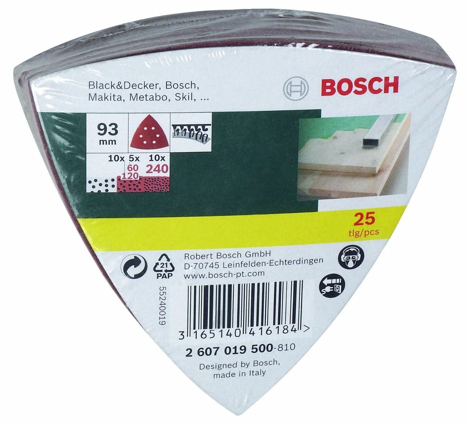 Bosch Delta Šlif.pop. rinkinys 25 vnt.,K60-K240