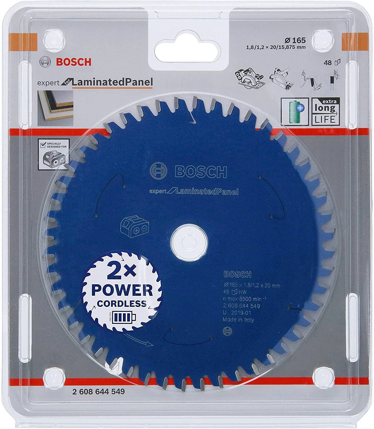 „Bosch Expert“, skirta laminuotai plokštei 165x20x1,8 / 1,2x48T