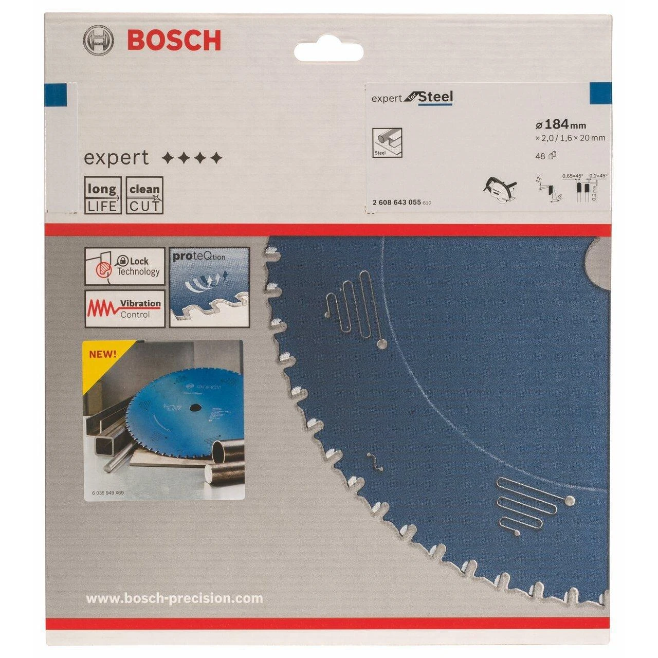 Pjovimo diskas Bosch Expert for Steel 2608643055; 184x20 mm; Z48