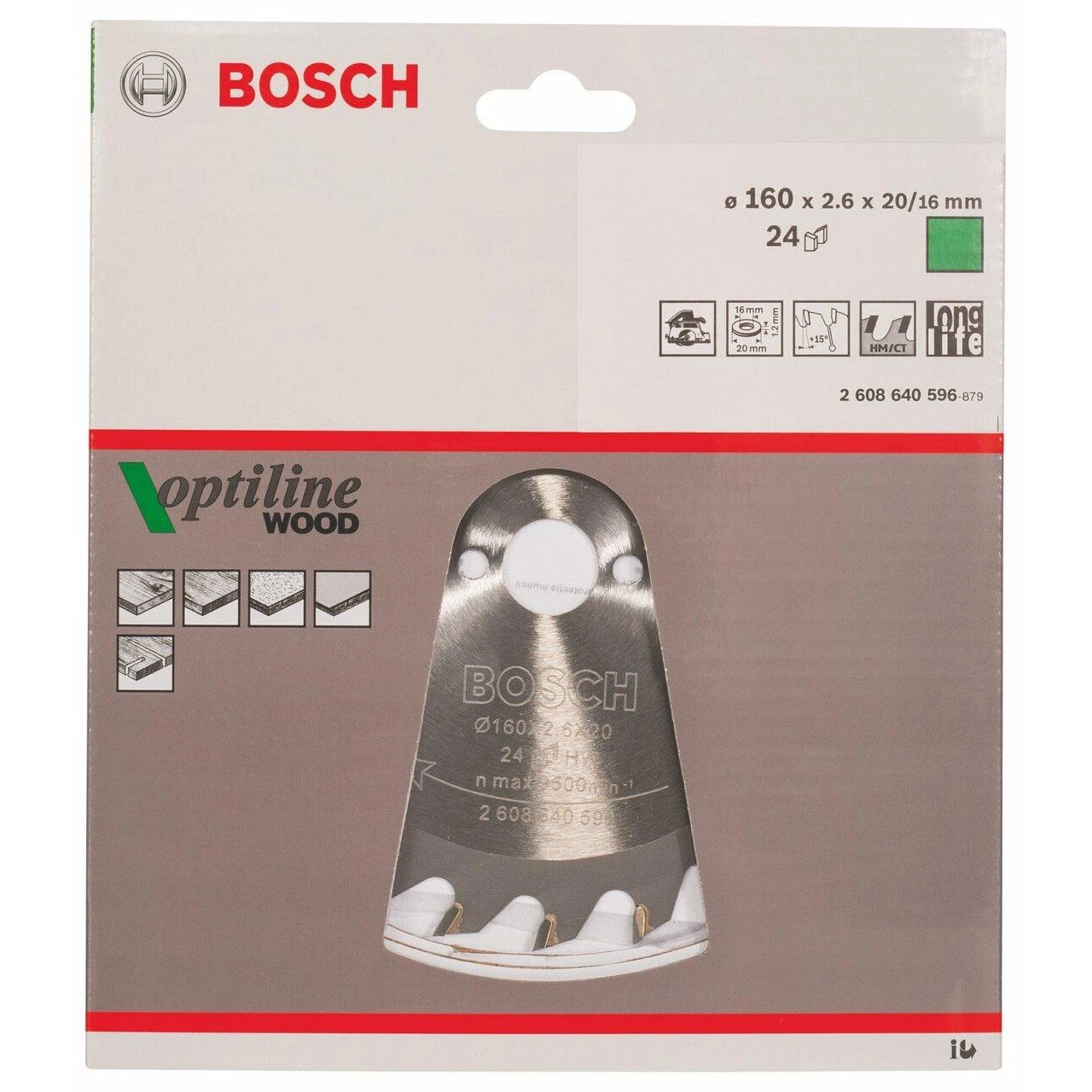 Bosch pjovimo diskas medienai Optiline Wood 160x20/16
