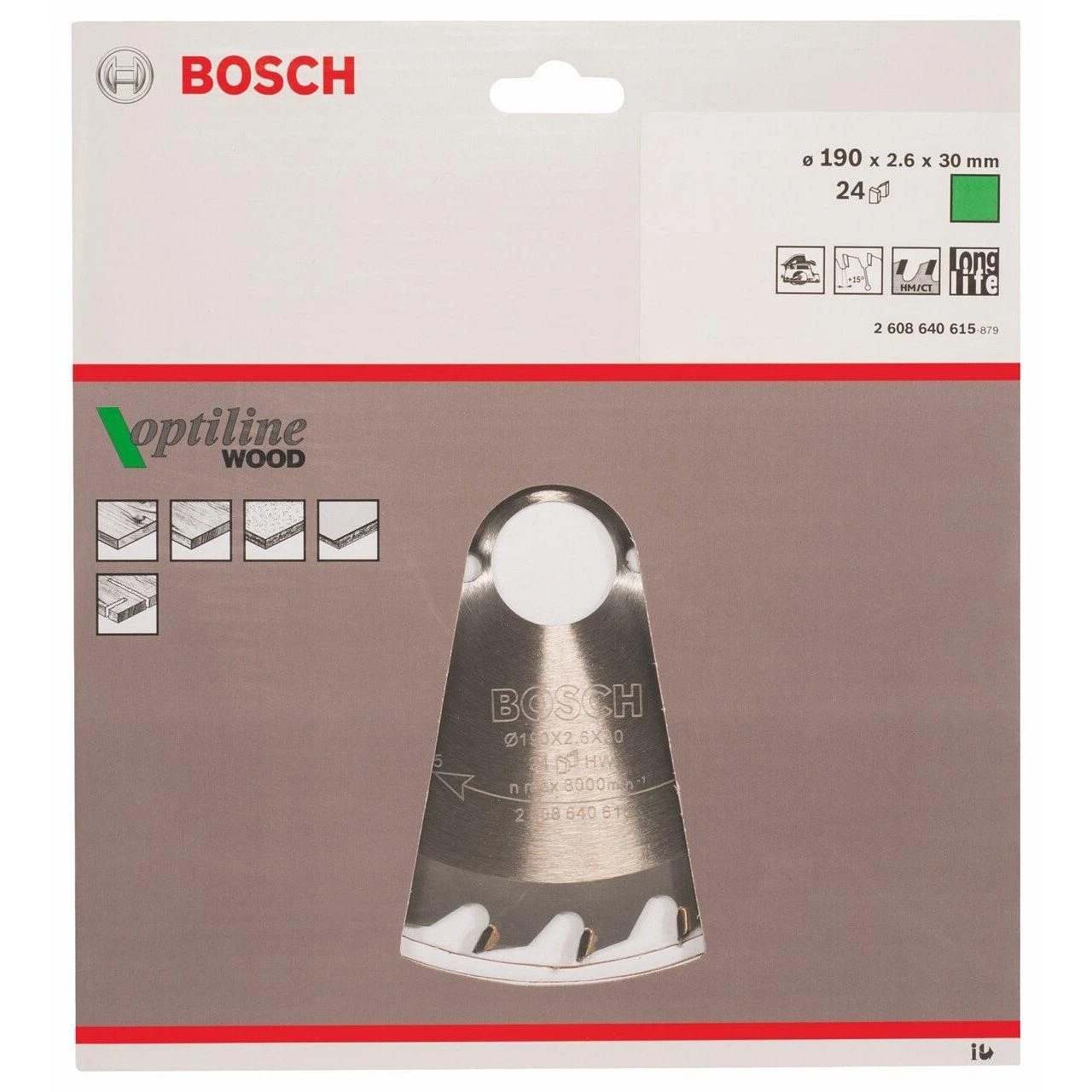 Bosch Disk.pjūkl.diskas 190x30m Optiline Wood
