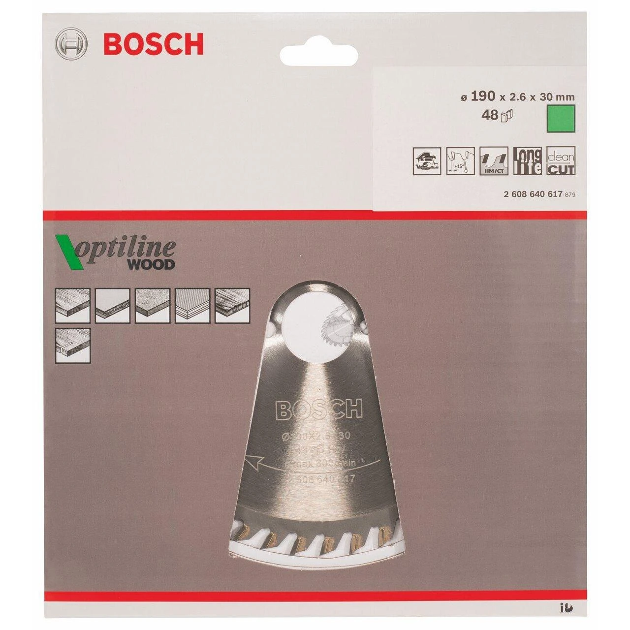 Bosch Disk.pjūkl.diskas 190x30m Optiline Wood