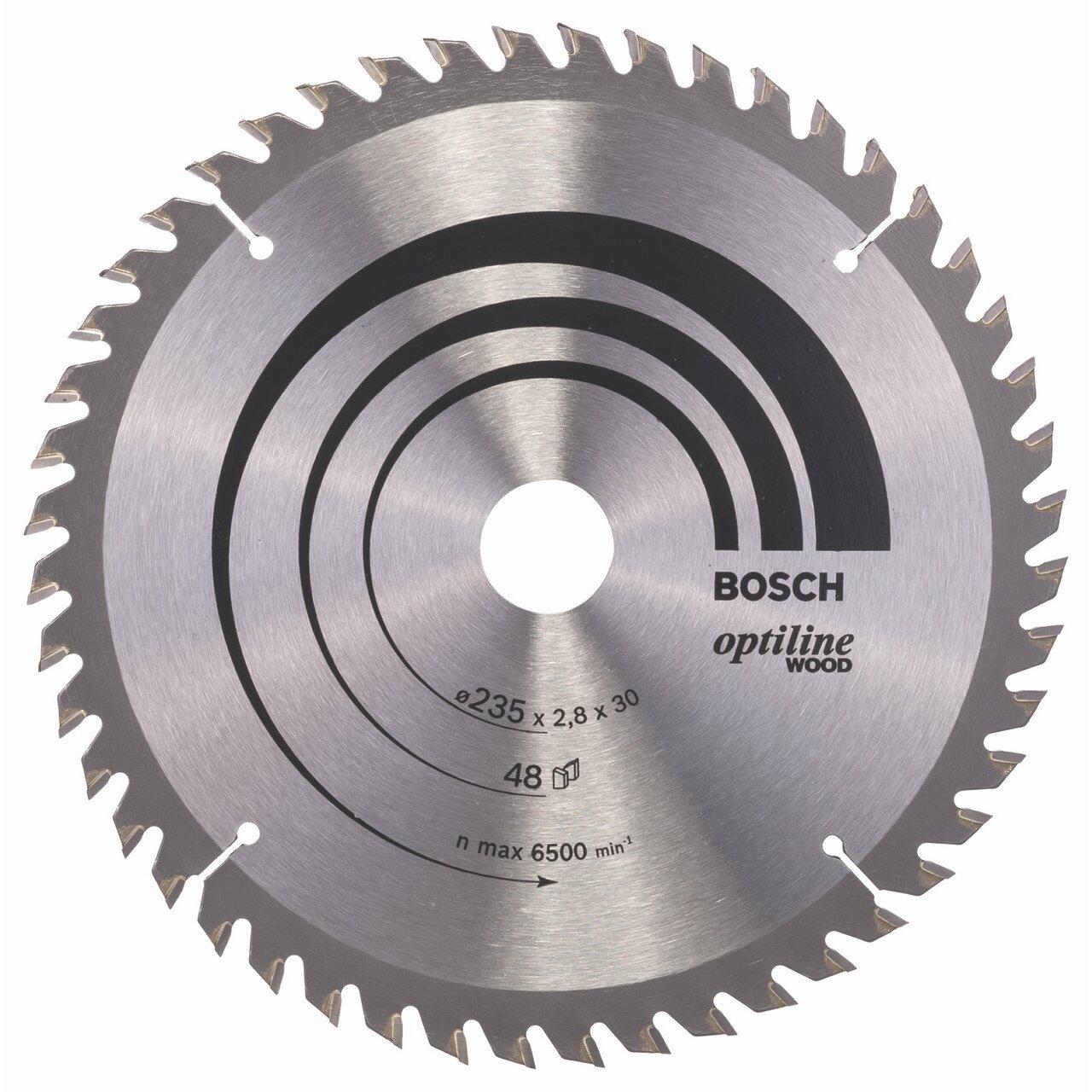 Pjovimo diskas medienai Bosch OPTILINE WOOD; 235x2,8x30,0 mm; Z48; 15°