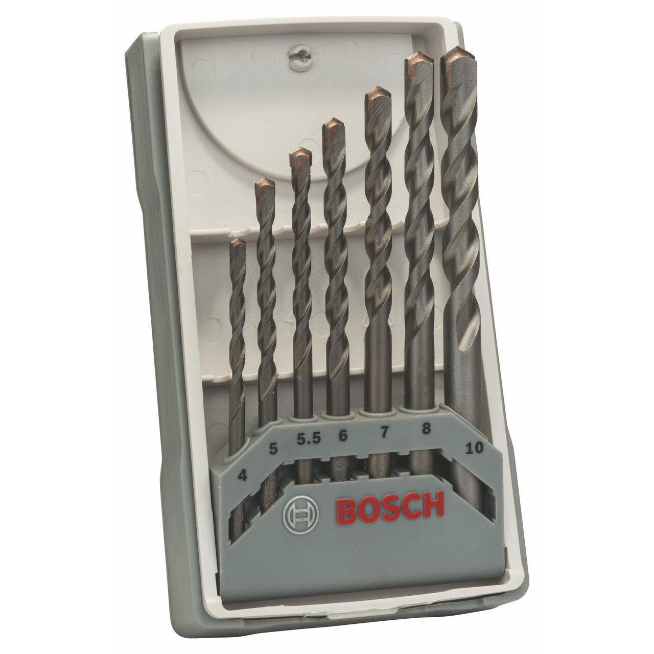 Grąžtas Grąžtų komplektas betonui Bosch Sidabrinis Percussion; 4-10 mm; 7 vnt.