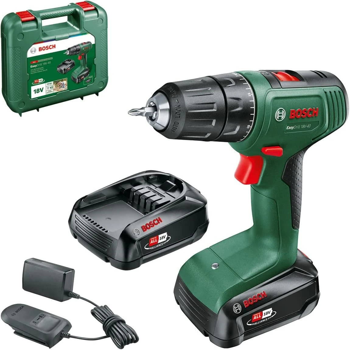 Akumuliatorinis dviejų greičių gręžtuvas-suktuvas Bosch EasyDrill 18V-40