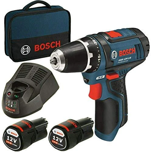 Bosch Akumuliatorinis suktuvas GSR 12V-15 2x2.0Ah Akumuliatorinis Suktuvas